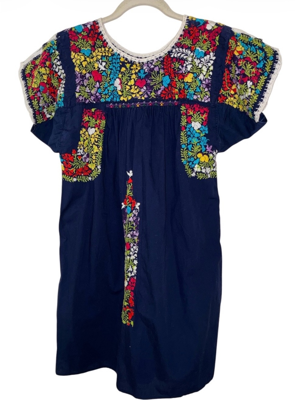 Handmade Embroidered Dress: Artisanal Oaxaca Mexico Dress Sz S